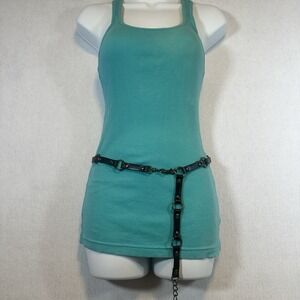 Brown Leather and Brass Ring Chain Belt